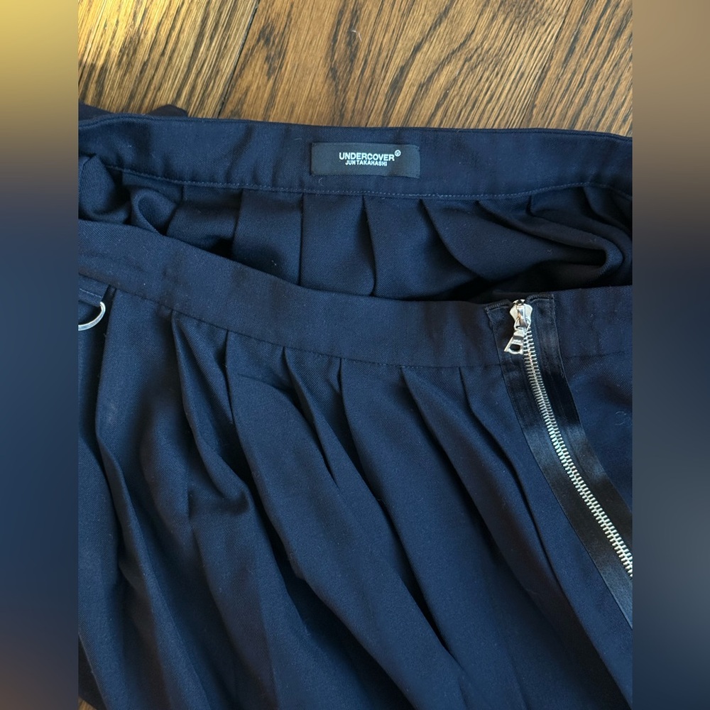 Undercover Dark Blue Pleated Skirt with Zipper